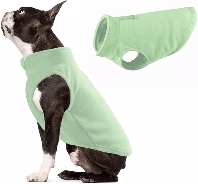 JACKO & CO - Fleece Vest Sweater with Leash Ring - Soft Lightweight Breathable for Puppies Small Medium Dogs, Kitten, Cats, Chihuahua - Warm for Fall/Autumn/Winter (Mint Green, Large 10-16lbs)