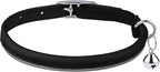 OOPSDOGGY Rolled Leather Cat Collar with Bell, Reflective Kitten Collars with Buckle Include Safety Elastic Strap - Adjustable Small Pet Collars for Boy Girl Cats (Black)