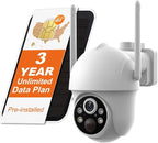 4G LTE Cellular Security Camera Wireless Outdoor with 3-Year Unlimited Data SIM Card, 2K Solar Camera, No WiFi Security Camera, Color Night Vision, 360° Viewing, PIR Motion Sensor, 2-Way Talk