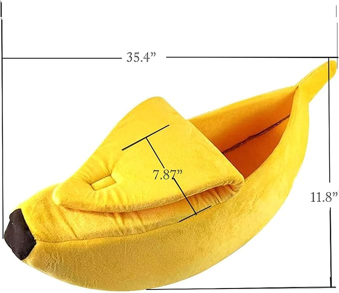 SEIS Winter Cat Banana Bed Dog House Warm Boat Pet Sleep Nest Cotton Cushion Coral Fleece Dog Pad Cat Mat (XL)