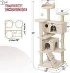 MoNiBloom 54 Inch Cat Tree Tower for Indoor Cats Large Adults, Cat Tower with Scratching Post, Multi-Level Furniture Activity Center with Cat Condo Pet Play House, Beige