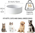 Ceramic Set of 2 Dog and Cat Bowls - Classic Food & Water Bowl for Kitty, Cats and Toy Breed Dogs, Weighted Dog Dishes, Food Grade Pet Bowl, Dishwasher & Microwave Safe (5.1'', 2*16OZ, White)