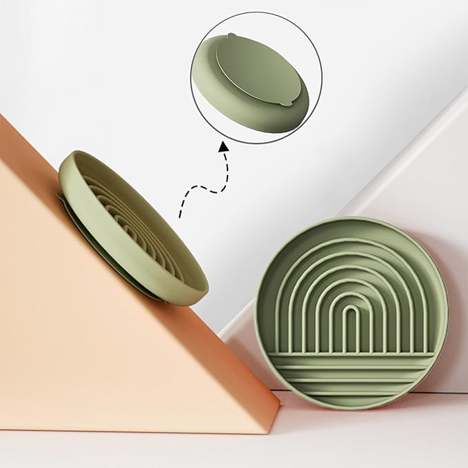 YINGFAN Slow Feeder Dog Bowls, Silicone Non-Slip Dog Slow Feeder Bowl, Puzzle Slow Eating Bowl for Medium to Small Dogs, Easy to Clean & Dishwasher Safe, 2 Cup, Green