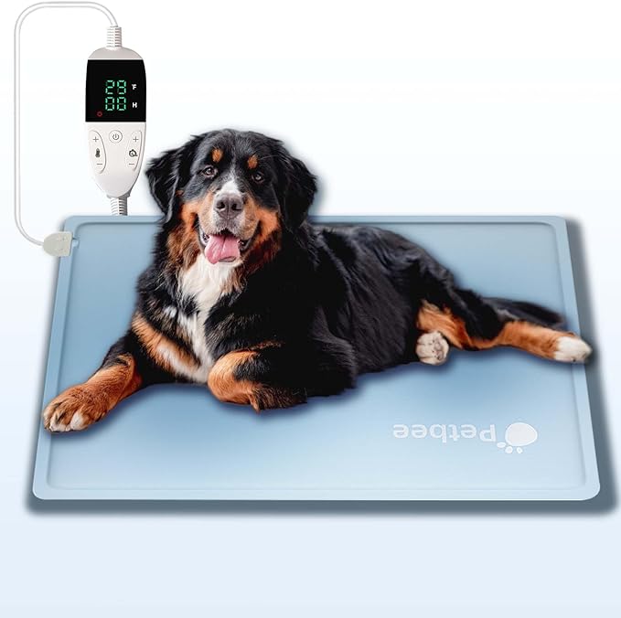Pet Heating Pad, Dog Heating Pad, Waterproof Adjustable Temperature Indoor Cat Heating Pad with Timer, 86℉-140℉ Easy to Clean Heating Pad, Cover Included - 23.6" x 35.4" Large