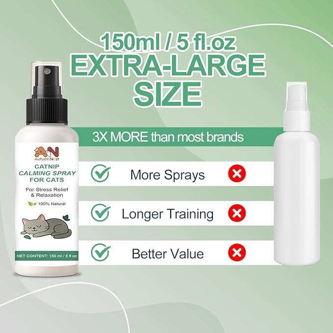 Cat Calming Spray with Natural Mint – 150ml Pet Relaxant for Cats and Kittens – Helps Reduce Stress, Anxiety & Unwanted Behavior – Plant-Based Soothing Spray for Travel, Vets & Home Use