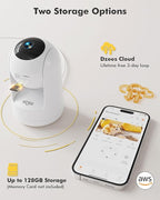 Dzees Indoor Security Camera Pet Camera No Subscription, 2K 360° WiFi Cameras, Wired Dog Pet Camera with Phone App, MagicPix Night Vision, Calls, 2-Way Audio, 24/7, Motion Tracking, Privacy, 2.4Ghz