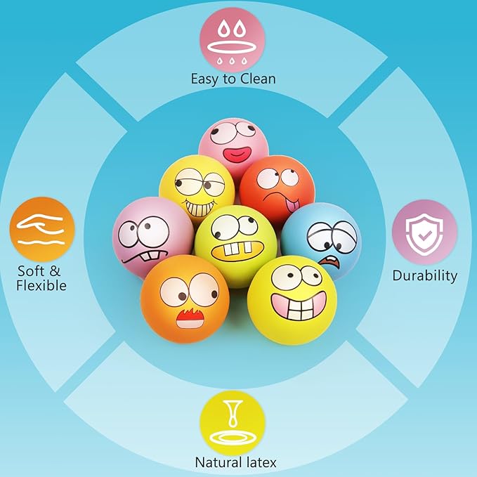 Squeaky Dog Toys Soft Latex Rubber Squeaky Dog Balls for Puppy Small Pet Dogs (8 Pack) (Round Balls)