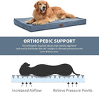 Outdoor Extra Large Dog Bed, Jumbo Waterproof Dog Bed for Large Dogs, Orthopedic Egg Foam Pet Bed Mat with Removable Oxford Cooling Cover, Blue