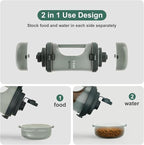 Gardner Pet Portable Dog Water Bottle&Food Container (49.6oz) – Leakproof Travel Water Bottle for Medium/Large Dogs (30+ lbs) Hiking, Camping, Beach – 2 Collapsible Bowls & Shoulder Strap (Grey)