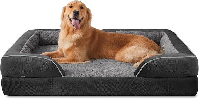 INVENHO Orthopedic Dog Beds Large Sized, XL Egg-Crate Foam Dog Couch with Washable Removable Cover, Waterproof Lining and Nonskid Bottom