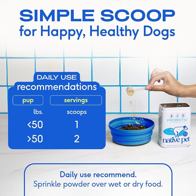 Native Pet Probiotics for Dogs - Dog Probiotics Powder for Digestive Health, Gut Support, & Immune Boost – Vet-Formulated Powder for Maximum Potency with Digestive Enzymes & Prebiotics - 120 Scoops