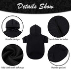 KOOLTAIL Basic Dog Hoodie - Soft and Warm Dog Hoodie Sweater with Leash Hole and Pocket, Dog Winter Coat, Cold Weather Clothes Sweatshirt for Small Medium Large Dogs Puppy Cat Boys Girls Black SM