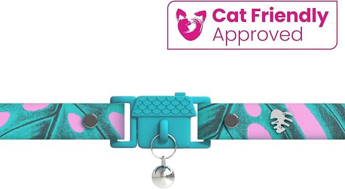 Kittyrama Botanicals Monstera Cat Collar. Award Winning. Hypoallergenic, Quick Release Breakaway, Comfy & Soft. Vet Approved. Other Styles Available