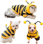Funny Dog Hoodie Sweatshirt, Holiday Cat Sweater, Warm Clothes for Small Dogs, Yellow Cat Outfit, Puppy Hooded Coat, Pet Bee Costume for Halloween Christmas (Yellow, X-Large)