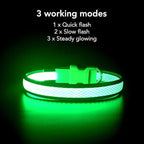 YFbrite Light up Dog Collar, USB Rechargeable LED Puppy Collar Super Bright Adjustable Glowing Dog Lights for Night Walking (Green, Large)