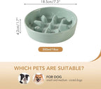 Ceramic 7.3 inch Dog Bowl Slow Feeder, Slow Pet Food Dish for Medium and Small Dog, Stop Bloat, Preventing Choking(Single Bowl, Light Green)