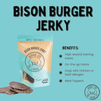 Winnie Lou Bison Burger Jerky Dog Treats – Limited Ingredient, Human Grade, Training Treats for Small, Medium & Large Dogs, Made in USA (1 Pack)