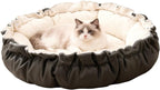 20.8Inch Cat Bed for Indoor Cats, 2-Sided Reversible Pet Bed, Adjustable Drawstring Kitten Bed, Small Dog Beds and Furniture for Puppy, Kitty, with Black Water-Resistant Anti-Slip Bottom