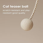 Cat Scratching Post, Indoor Cat Scratcher Kitten Toys Catnip Wooden Ball Track Two-Layer Modern Sisal for Kittens or Smaller Cats Scratch Post Interactive Toy with Dangling Ball Beige