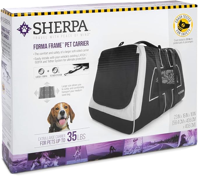 Sherpa Forma Frame Crash-Tested Travel Pet Carrier - Black, Extra Large