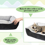 Dog Beds for Small Dogs,Rectangle Cat Beds for Indoor Cats,20"x15"x6" Washable Pet Bed with Side and Anti-Slip Bottom for Medium Dog,Kitten(Black)