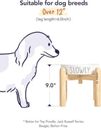 Slow Feeder Dog Bowls - 3-Cup Raised Ceramic & Wood Stand for Medium-Large Breed, White