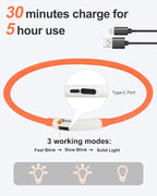 Joytale Light Up Dog Collar, Rechargeable Rainproof LED Collar for Night Walking Safety, Soft Silicone Glow in The Dark, Suitable for Small Medium Large Dogs, Orange