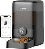 oneisall Cordless WiFi Automatic Cat Feeder, Rechargeable 100-Day Battery Operated Pet Feeder, 20 Cups/5L Timed Cat Food Dispenser for Large Kibble, Smart App Control (Black)