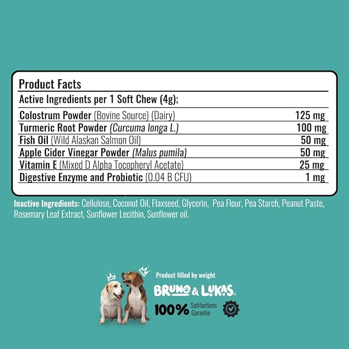 Dog Allergy Relief Chews - Antihistamine & Immune Support Bites with Probiotic, Salmon Oil, Colostrum, Omega 3 - Supplement for Anti Itch, Seasonal Allergies, Coat Health & Shedding Control (90 Ct)