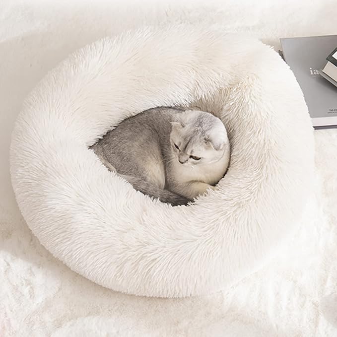Cat Beds for Indoor Cats,24 Inch Dog Bed for Small Melium Large Dogs, Washable-Round Pet Bed for Puppy and Kitten with Slip-Resistant Bottom