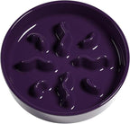 Ceramic Slow Feeder Dog Bowls Small Breed, 0.5 Cups Dog Food Dish for Fast Eaters, Puzzle Bowl for Small Dogs and Cats, 5.5 Inch-Purple