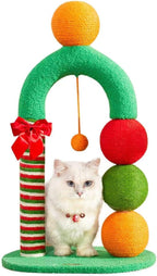 Durable Cat Scratching Post, Natural Sisal Cat Scratcher for Indoor Cats and Kittens, Cat Post with Dangling Ball, Easy Assembly with Bonus Sisal Ball Toy, Fun Candy Cane Design