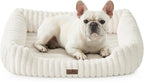 Cute Pet Bed for Small Dogs & Cats - Washable Rectangle Dog Bed with Anti-Slip Bottom, Soft Calming Cat & Puppy Bed for Indoor Pets (30"x23"x7", Cream)