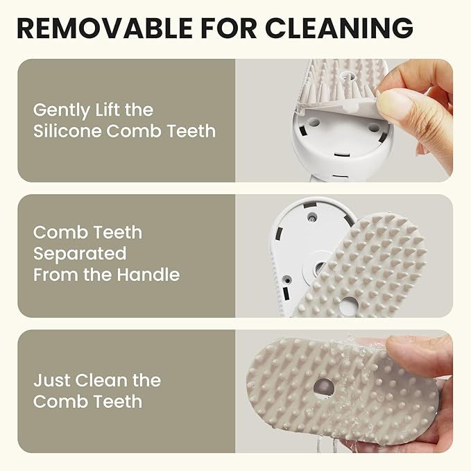 4 in 1 Cat Steam Brush for Shedding, Rechargeable Steam Brush with Foldable Handle, for Cats and Dogs Massaging and Cleaning, Multifunctional Hair Removal Comb (White)