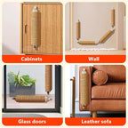 La La Pet® 3 Pack Punch Free Glass Wall Mount Cat Scratching Post Sisal Cat Scratcher Post Cat Wall Climbing Scratcher Cat Wall Furniture Cat Claw Scratcher for Indoor