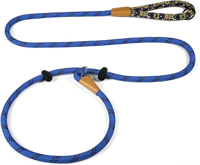 lynxking Slip Lead Dog Leash Reflective, Heavy Duty Comfortable Strong Rope for Large Medium Small Dogs No Pull Pet Training (Blue, 2PCS Large 1/2in x 6ft)