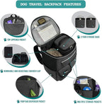 PetAmi Dog Travel Bag Backpack, Airline Approved Dog Bags for Traveling, Puppy Diaper Bag Supplies, Pet Camping Essentials Hiking Accessories Dog Mom Gift, Food Container, Collapsible Bowls, Dark Gray
