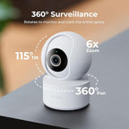 IMILAB C22 3K Security Indoor Camera - 360° View Home Camera with Color Night Vision for Baby/Pet Monitor, Plug-in 2.4Ghz WiFi 6 Inside Cam, 2-Way Audio, AI Detection, Local/Cloud Storage(Black)