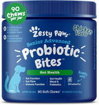 Zesty Paws Probiotics for Dogs - Digestive Enzymes for Gut Flora, Digestive Health, Diarrhea & Bowel Support - Clinically Studied DE111 - Dog Supplement Soft Chew for Pet Immune System - Adv, 90ct