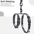 PUPTECK Adjustable Cat Harness and Leash Set Escape Proof Kitten Strap Collar for Walking Travel, Printed Dark Grey