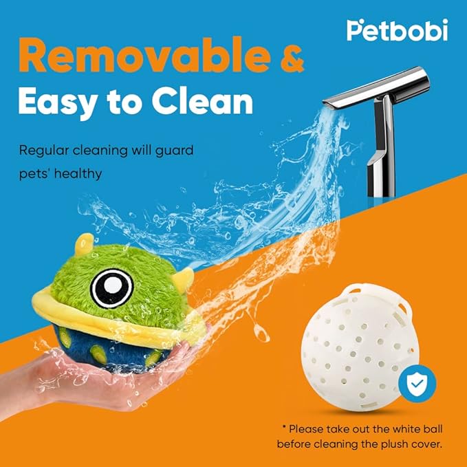Petbobi Interactive Dog Toys Monster Plush Toy Shake Squeaky Crazy Bouncer Ball Battery Operated Toy for Small Medium Puppy Motorized Entertainment, Mysterious Bobby