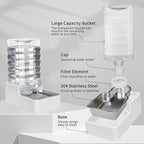 Automatic Dog Water Dispenser: White 9L Stainless Steel Gravity Feeder - BPA-Free Large Capacity for Pets