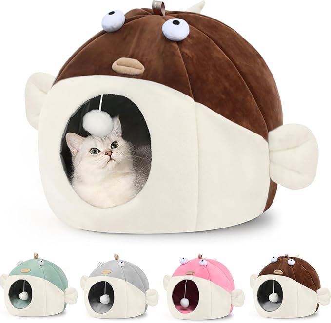 Vanansa Cat Bed for Indoor Cats, Soft Premium Pet Bed, Available in All Seasons,No Deformation, Anti-Slip Bottom, Great Medium Cat Houses for Indoor Cats, Roomy Cat Tent for Indoor Cats(L, 18" x 15")