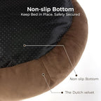 Cat Bed for Indoor Cats,Round Cat Bed for Small Pets,Washable Pet Bed with Non-Skid Bottom,Pet Bed for Puppy and Kitty,19 Inches,Brown