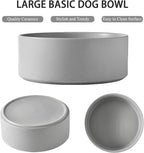 8'' Ceramic Raised Dog Bowl - 70Oz Dog Food & Water Bowl with Elevated Non-Slip Bamboo Stand, Dishwasher & Microwave Safe, Anti Vomiting Heavy Duty Pet Bowl for Medium and Large Dogs, Grey