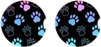 2 Pack Absorbent Car Coasters for Cup Holders,Ceramic Coasters with Cork Back and Finger Slot, Auto Accessories for Women & Men,2.56"(Gradient Black Dog paw Print)