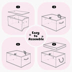 Dog Toy Basket with Lid, Dog Basket for Toys, Dog Toy Box with Cotton Rope Handles, Collapsible Storage Bins for Dog Toys, Dog Storage Organizer, Pink