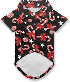 Candy Cane Christmas Dog Shirts for Pet Clothes Soft Breathable Puppy Shirts Printed Pet T-Shirt Puppy Dog Christmas Cosplay Xmas Pet Apparel for Dogs and Cats Girls Boys