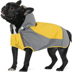 IECOii Dog Raincoat,Waterproof Rain Coat for Small Dogs,Adjustable Pet Rain Jacket with Hood,Lightweight Doggy Raincoats with Reflective Stripes,Yellow,Small