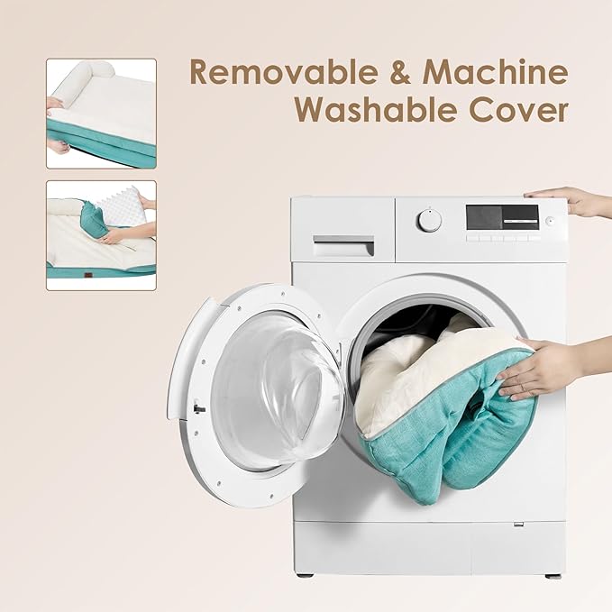 EHEYCIGA Orthopedic Dog Beds for Large Dogs, Waterproof Memory Foam Large Dog Bed with Sides, Non-Slip Bottom and Egg-Crate Foam Pet Couch Bed with Washable Removable Cover, Turquoise Blue